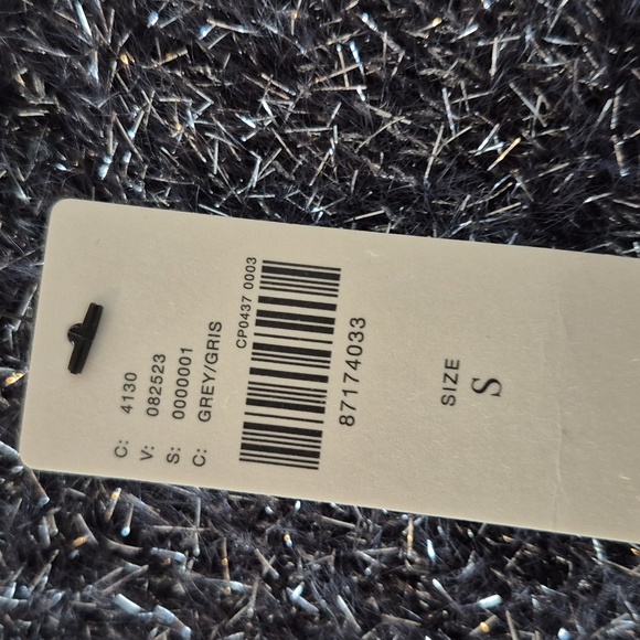 By Anthropologie Eyelash Knit Mini Jumper Sweater Dress Grey metallic Small NWT - Picture 6 of 10